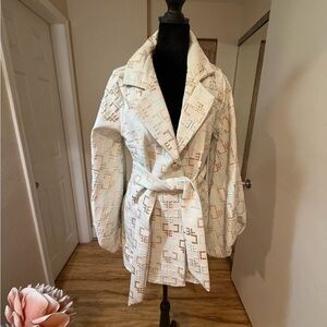 RAGAZZA Cream and Tan Patterned Blazer